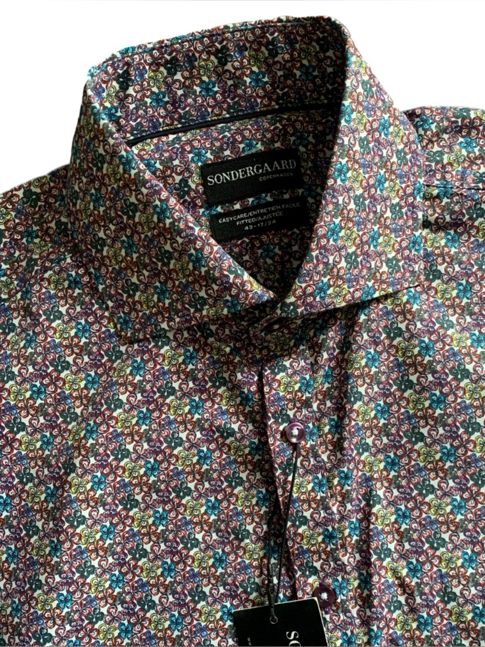 NWT Sondergaard Floral Geometric Multi Colour Button Up LS Shirt Size 17